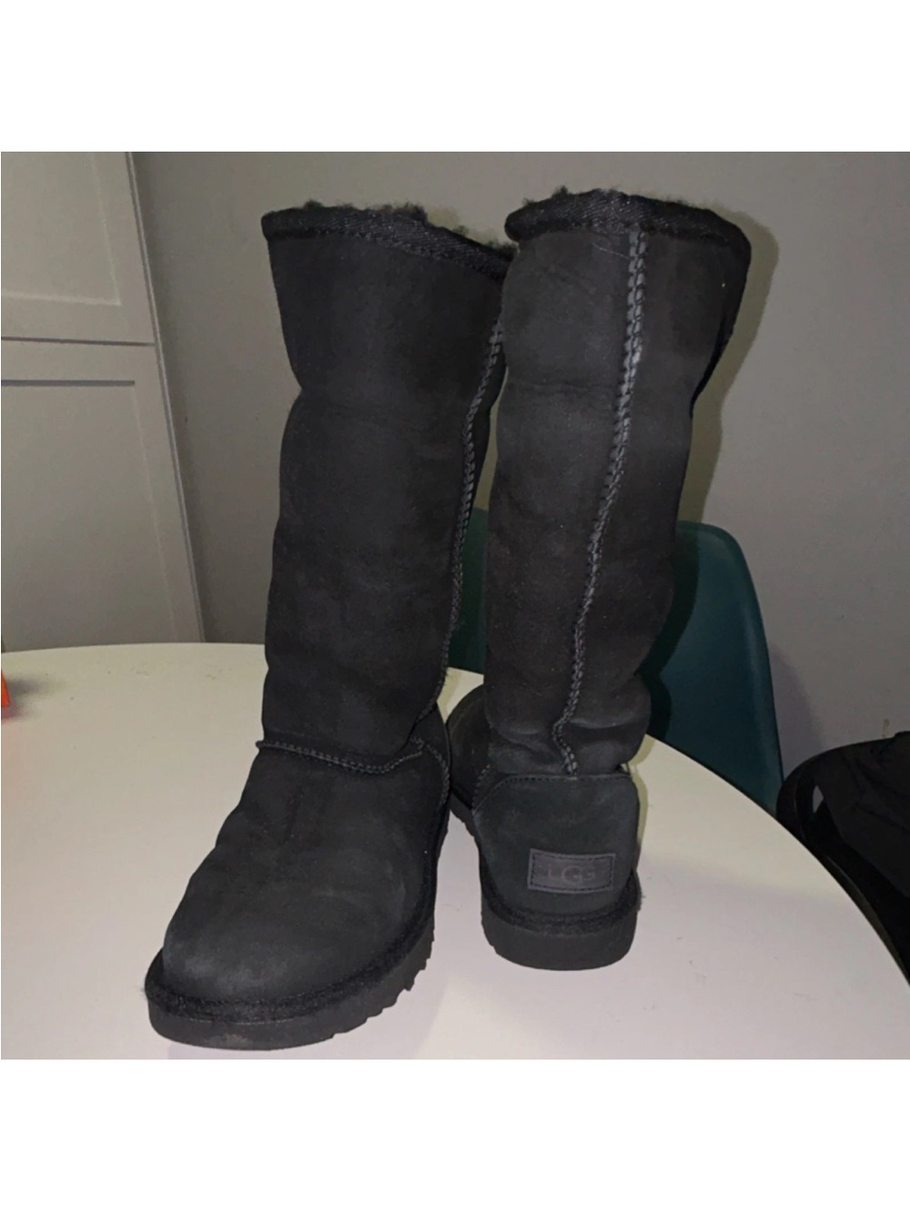UGG Tall Black Shearling-Lined Suede Boots